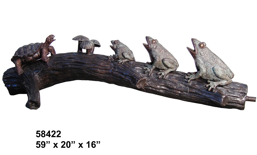 Bronze Frog and Turtle on Tree Fountain Bronze Frog and Turtle on Tree Fountain